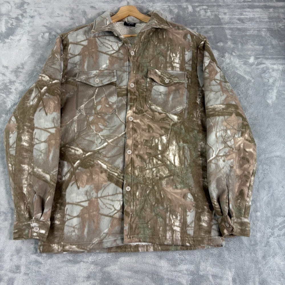 Original Deluxe Supply Sherpa Lined Camo Fleece Shirt Jacket Size Large NWOT